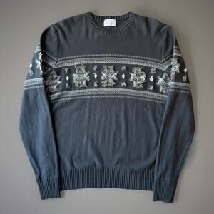 Vintage Iceberg Wool Sweater M Gray Wool Pullover Snowflake Made in Italy